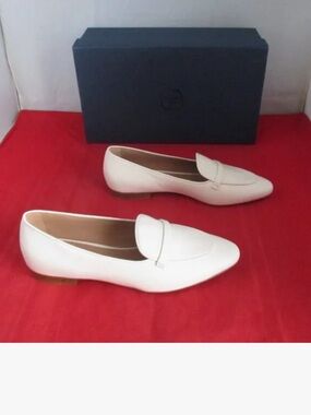Malone Souliers Bruni Cream Leather Flat  Loafers Sleek Minimal NEW EU 39/US 9